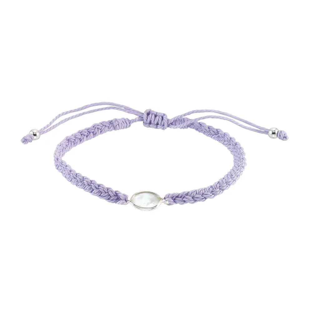 Wax Cord Braided Mother of Pearl Anklet