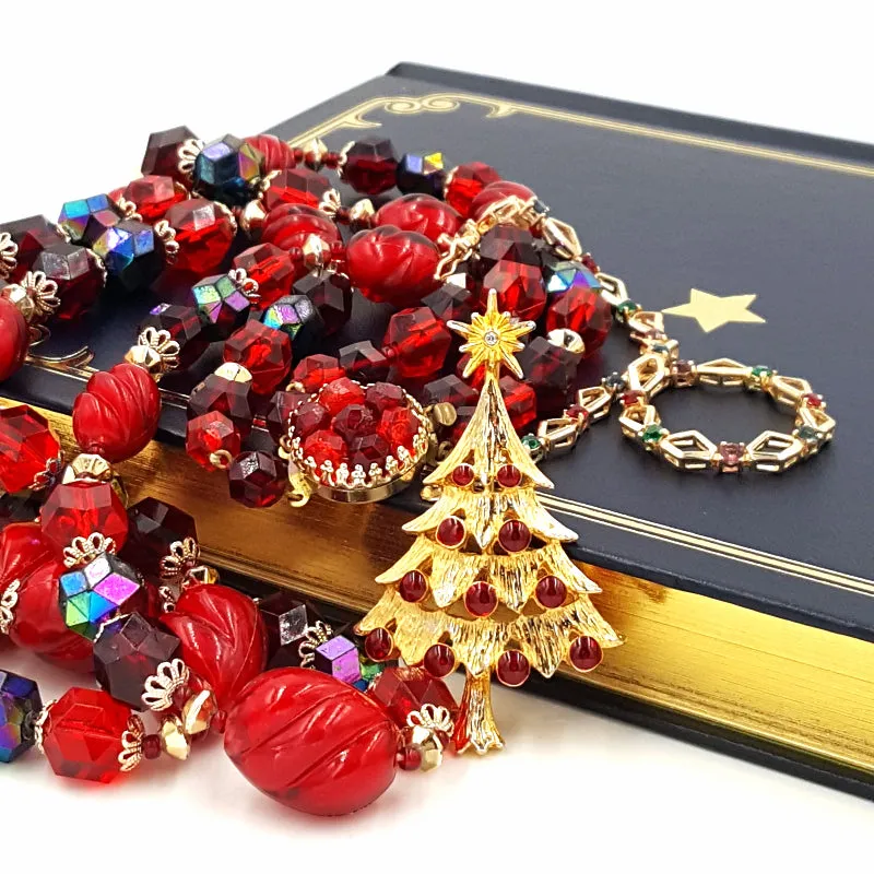 West Germany Vintage Necklace, Roman Rhinestone Bracelet and AAi Brooch