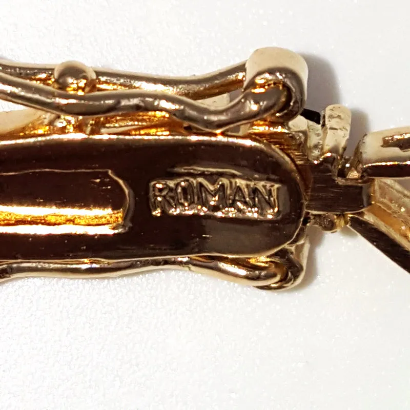 West Germany Vintage Necklace, Roman Rhinestone Bracelet and AAi Brooch