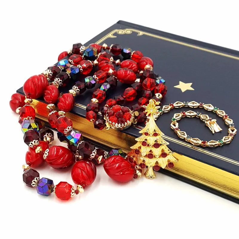 West Germany Vintage Necklace, Roman Rhinestone Bracelet and AAi Brooch