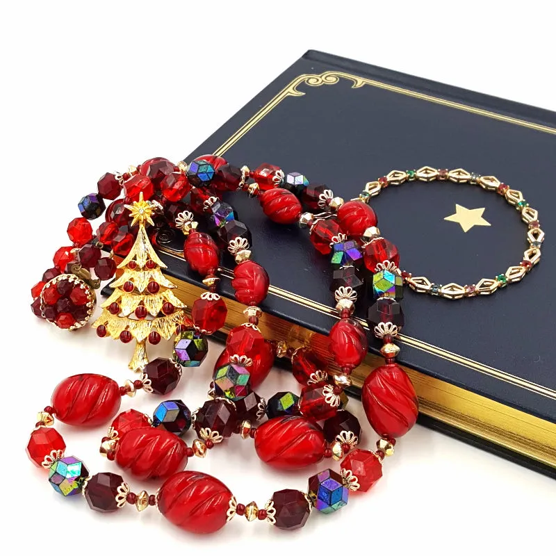 West Germany Vintage Necklace, Roman Rhinestone Bracelet and AAi Brooch