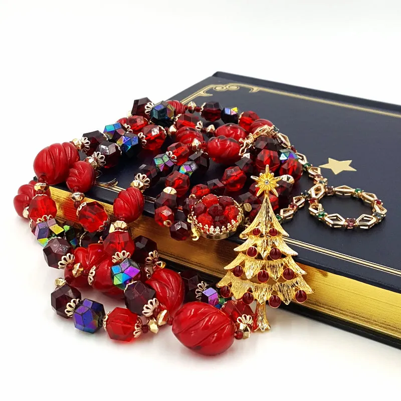 West Germany Vintage Necklace, Roman Rhinestone Bracelet and AAi Brooch