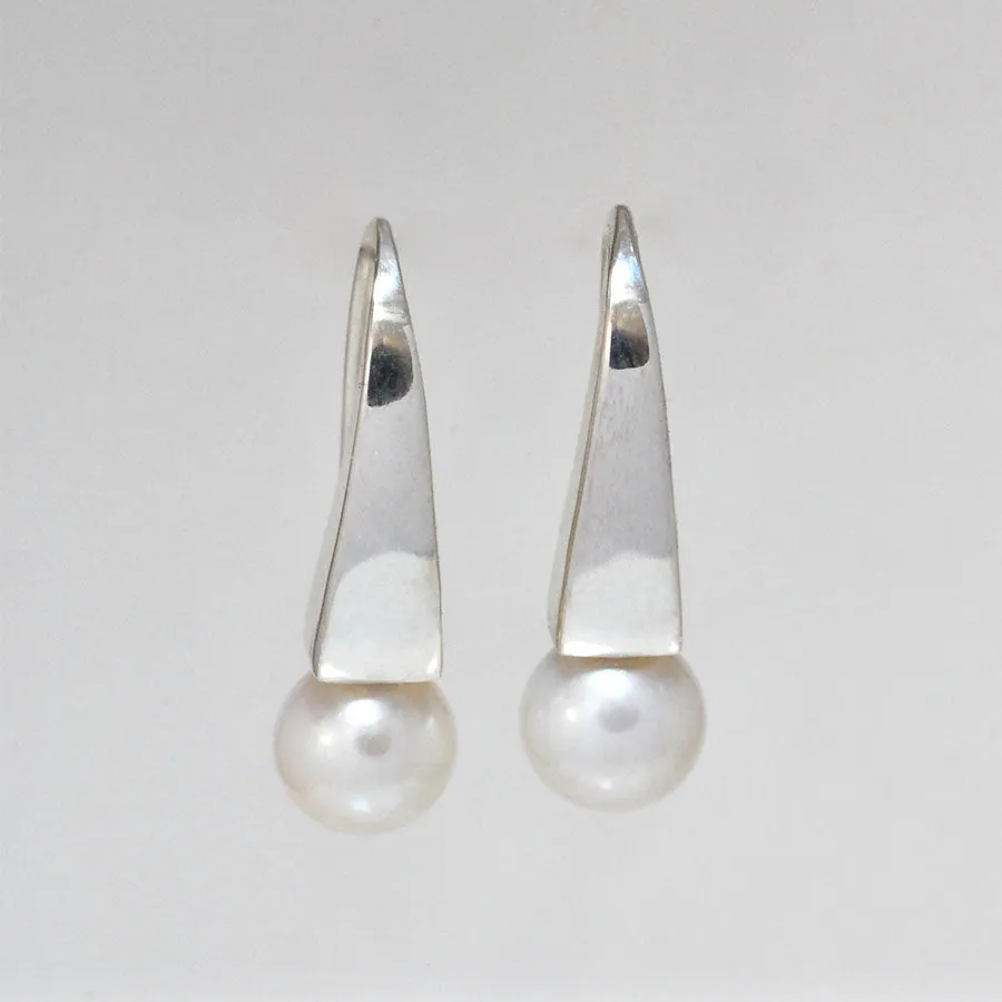 White Pearl Earrings - Straight