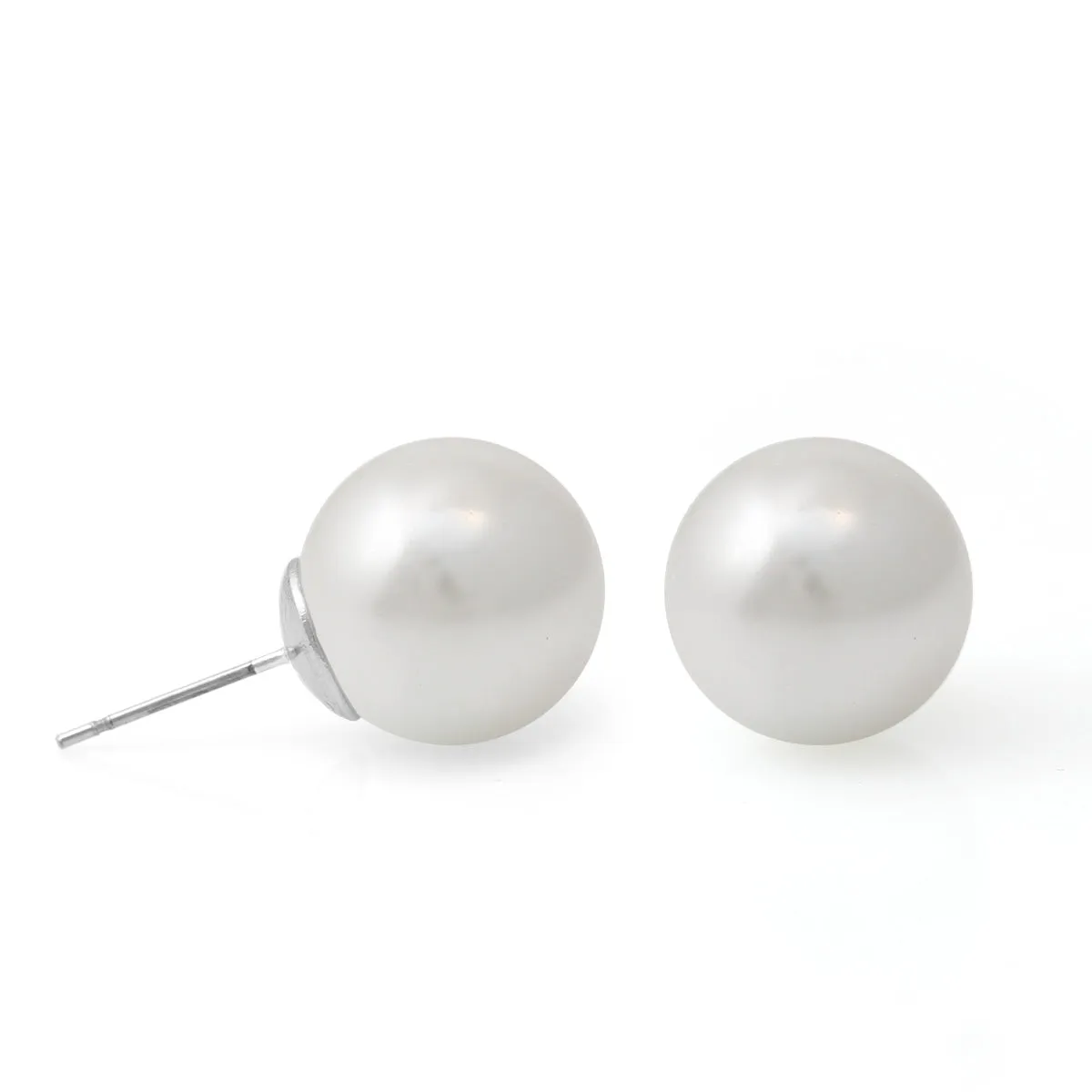 WHITE PEARL SILVER POST EARRINGS #SQ321-E1439S (AG11)