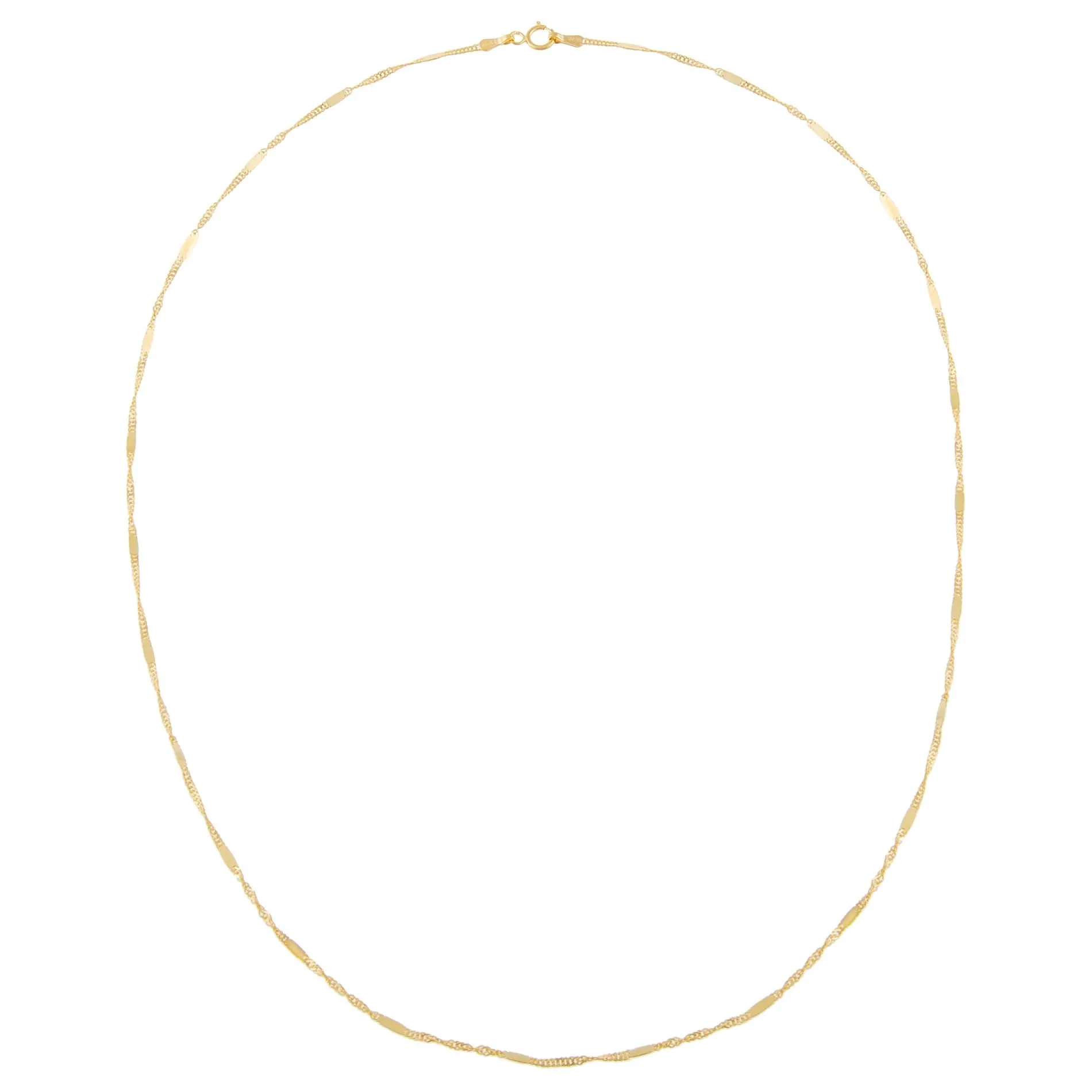 Wide Bar x Singapore Chain Necklace 14K