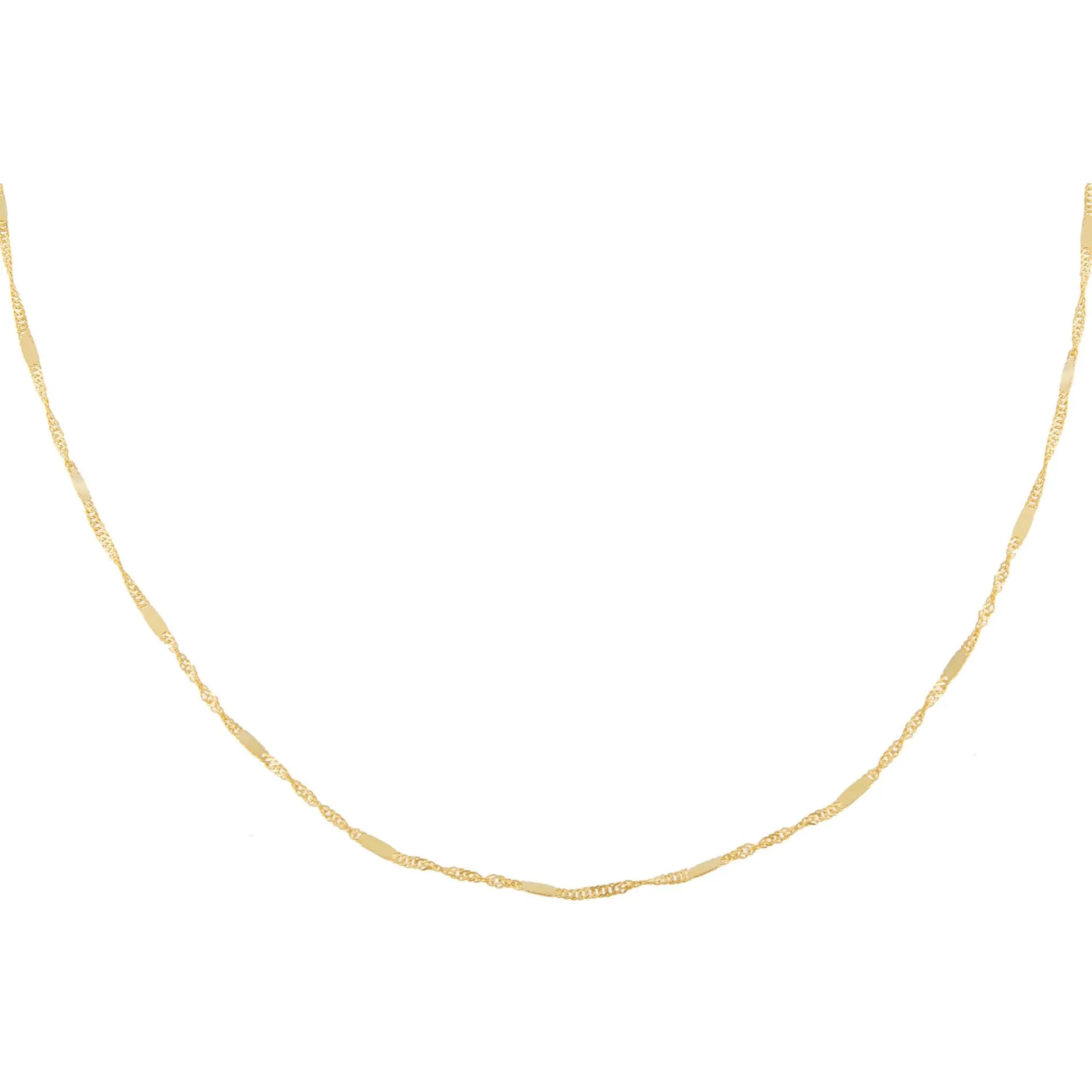 Wide Bar x Singapore Chain Necklace 14K