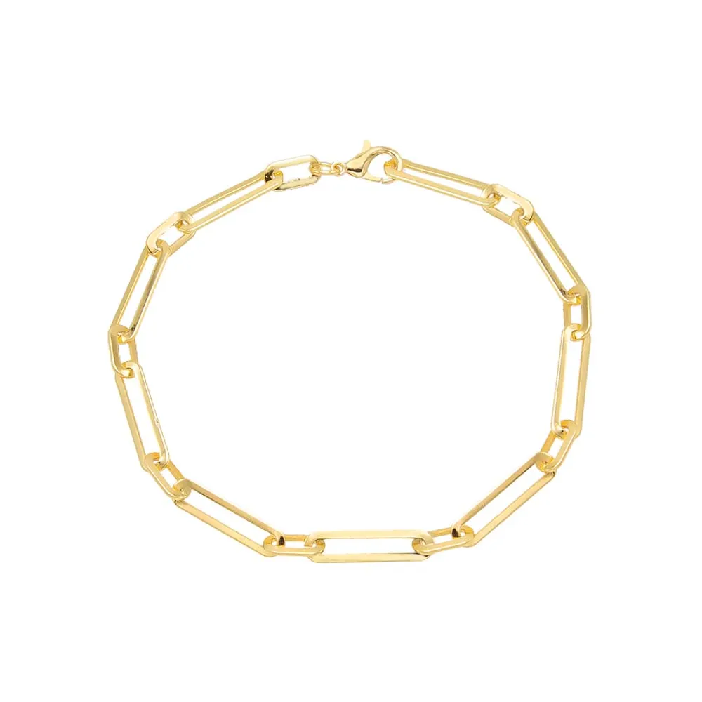 Wide Elongated Paperclip Chain Anklet