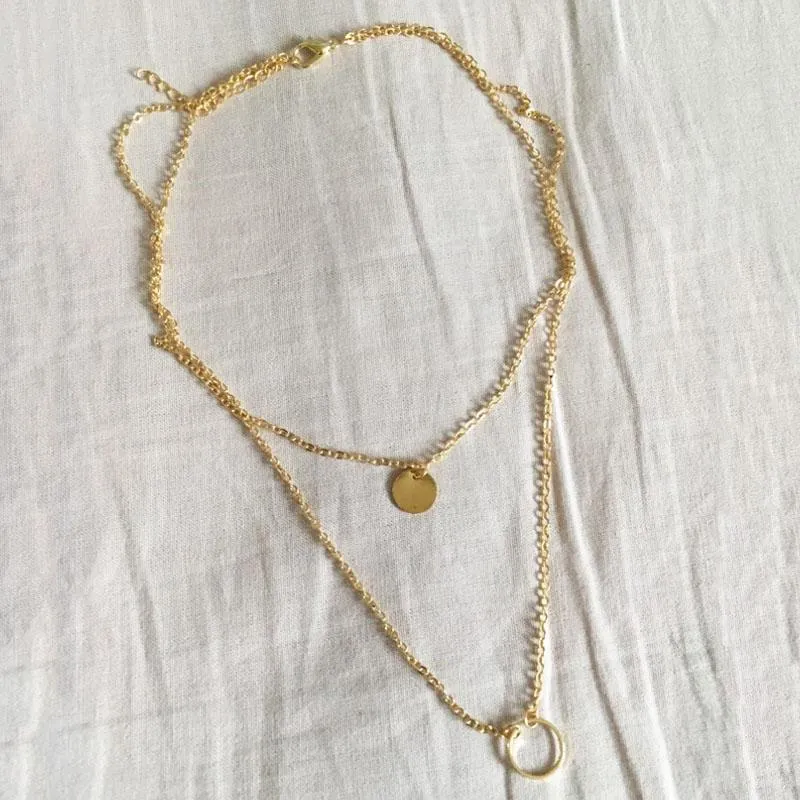 Women Fashion Long Chokers Necklaces Pendants Gold Silver Accessories