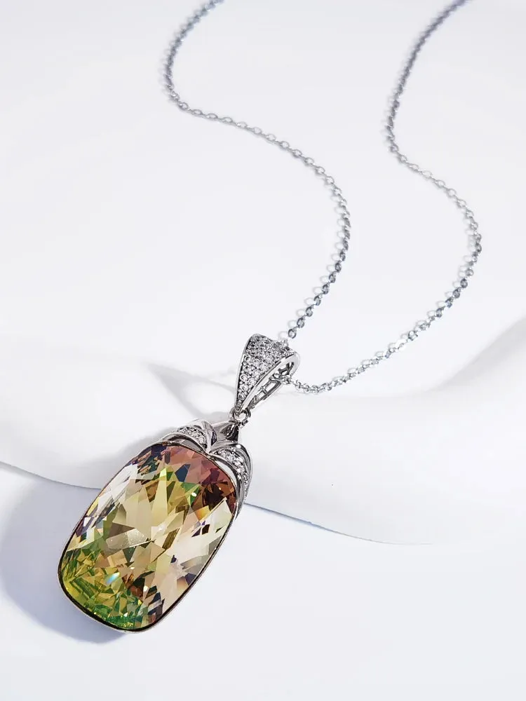 Women's Pendant Necklaces made with Crystals from Austria for Girls Summer Jewelry New Rectangle Design Neck Jewerly Bijoux Gift