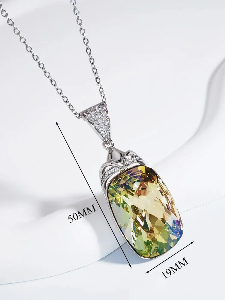 Women's Pendant Necklaces made with Crystals from Austria for Girls Summer Jewelry New Rectangle Design Neck Jewerly Bijoux Gift