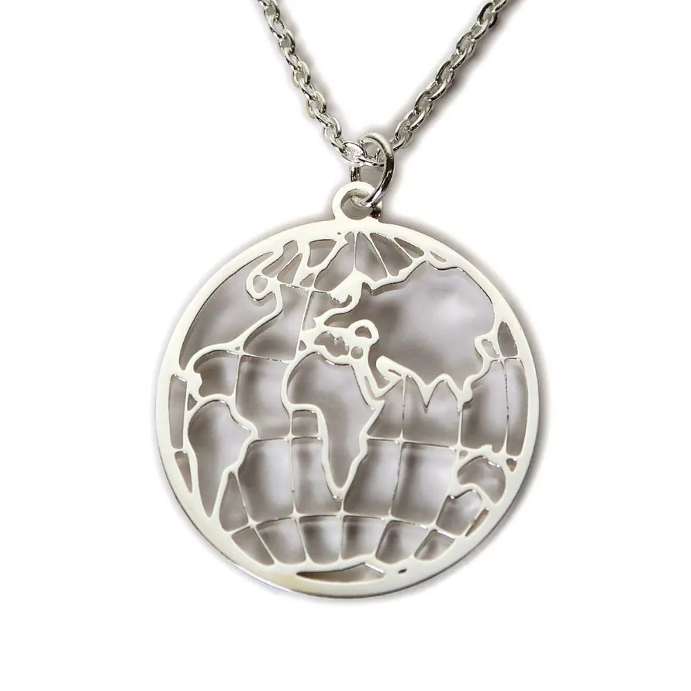 World Map Silver - Necklace