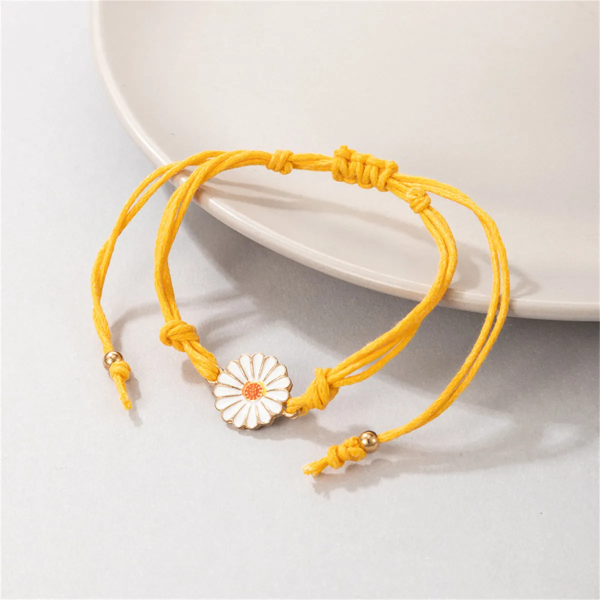 Yellow Polyster & Enamel 18K Gold-Plated Floral Anklet