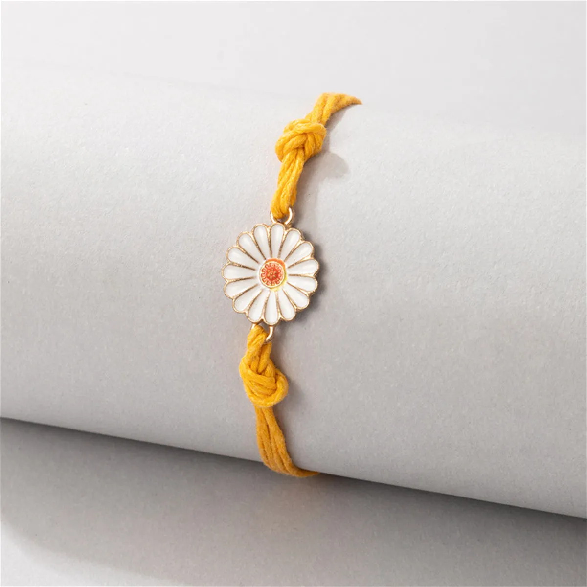 Yellow Polyster & Enamel 18K Gold-Plated Floral Anklet
