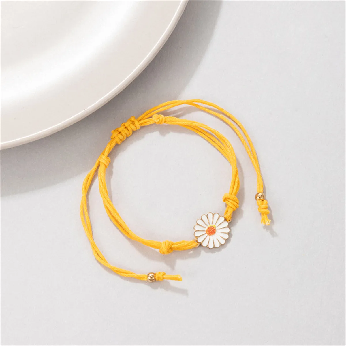 Yellow Polyster & Enamel 18K Gold-Plated Floral Anklet