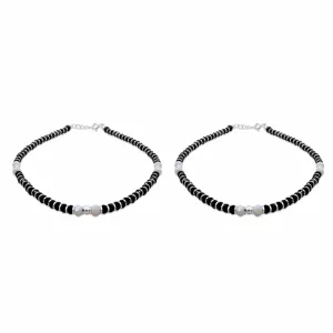 Zarkan 925 Silver Nazaria Anklet With High Quality Marcasite Stones & White Beads